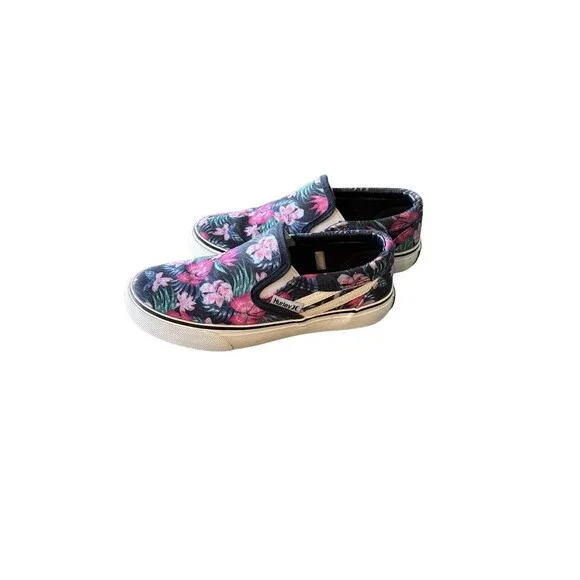 Hurley Youth Girls Tropical Floral Print Slip On Canvas Sneakers Size 1 - Picture 3 of 5